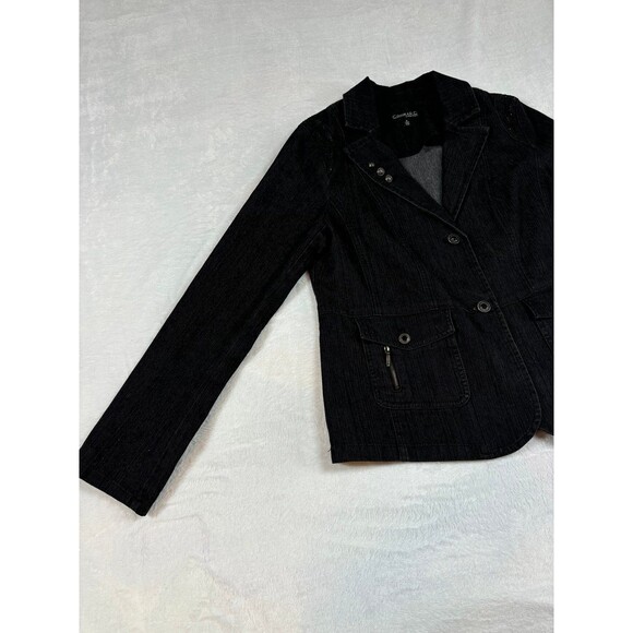 CONRAD C COLLECTION BLACK BUTTON UP STUDDED BLAZER JACKET SIZE 8 - Picture 2 of 12